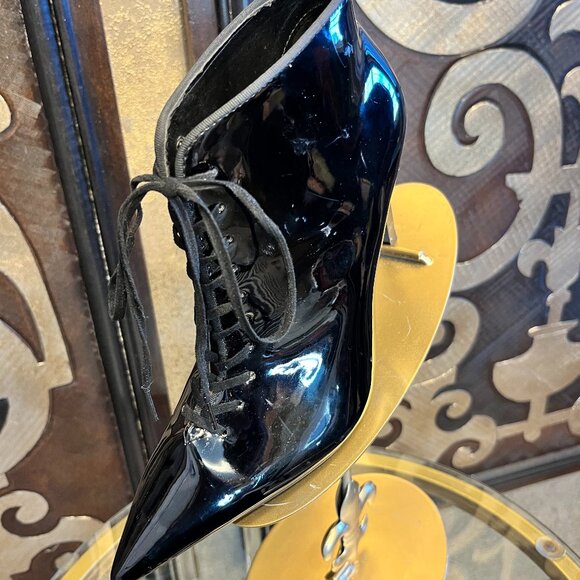 Zara Trafaluc black pointy toe lace ankle heel boots - Picture 4 of 10